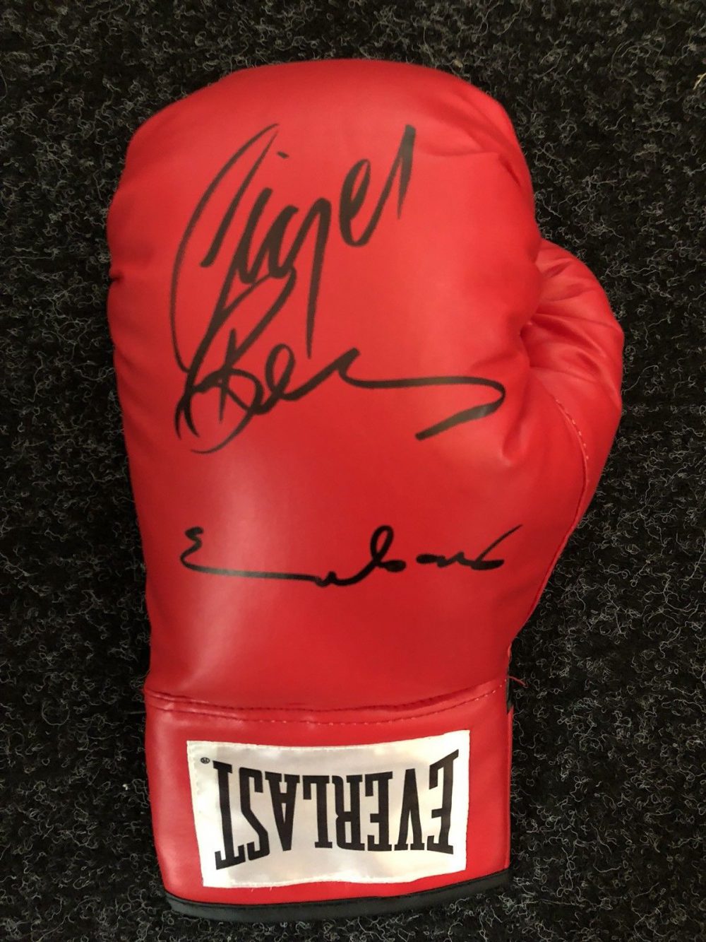 Dual Signed Chris Eubank & Nigel Benn Boxing Glove with Display Case RARE COA