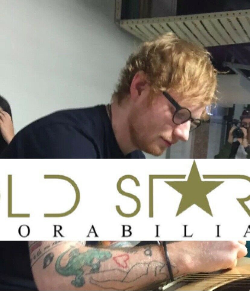 Rare Framed Ed Sheeran Hand Signed Guitar X A Rare Coa Gold Star Memorabilia