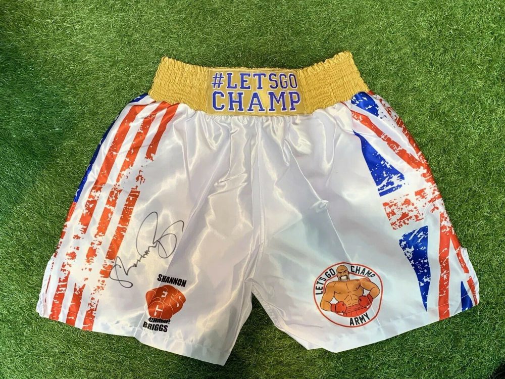 Shannon Briggs Signed Boxing Shorts Lets Go Champ World Champion COA PROOF