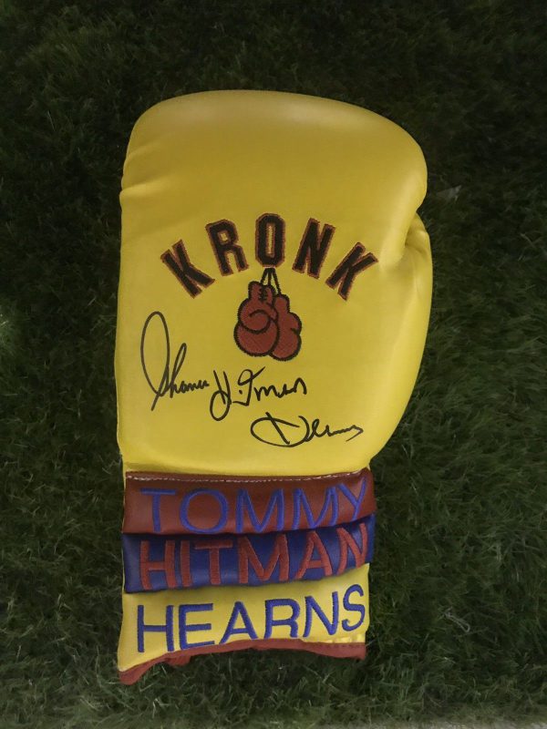 Tommy Hearns The Hitman Hand Signed Boxing Glove AFTAL PHOTO PROOF COA