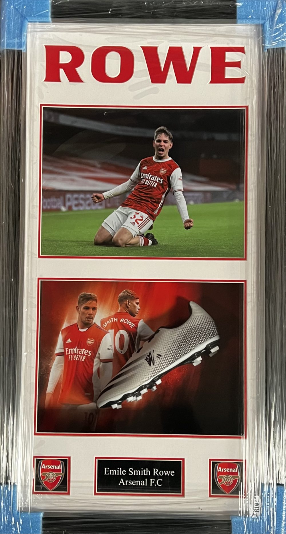 Framed Emile Smith Rowe Signed Football Boot