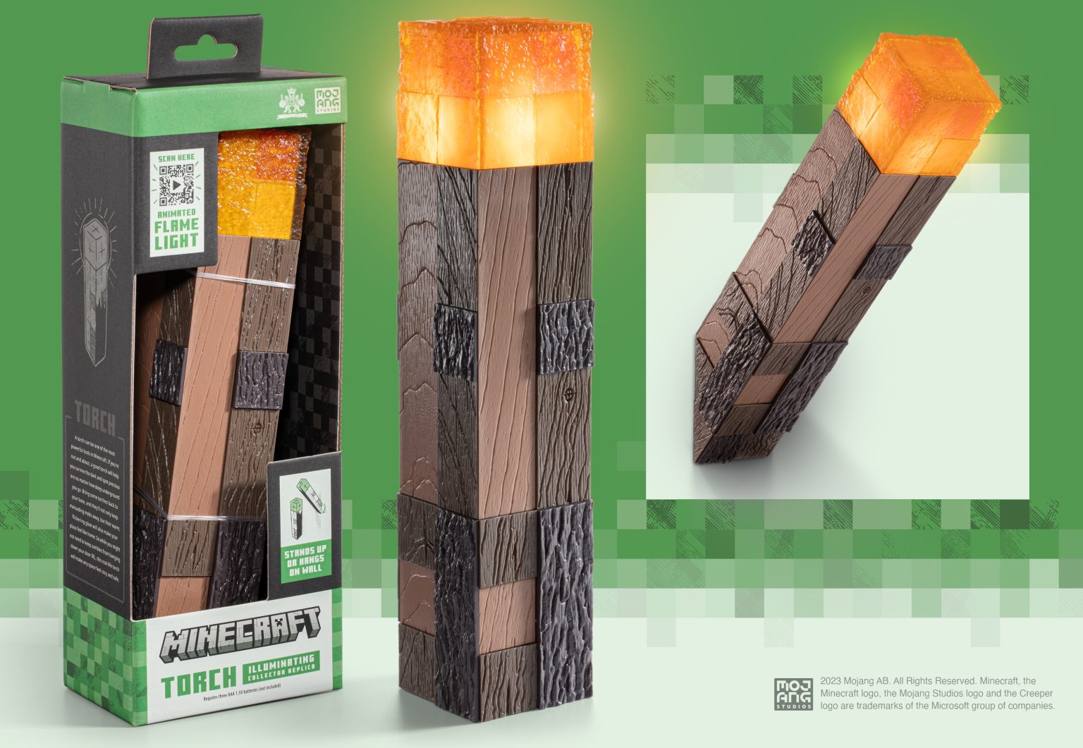 Noble Collection Minecraft Torch Illuminating Collector Replica Gold Star Memorabilia