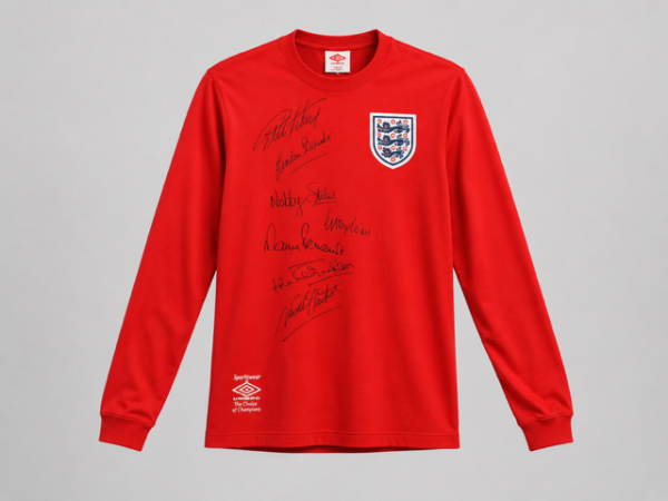 England Hand Signed1966 World Cup Official Umbro Football Shirt