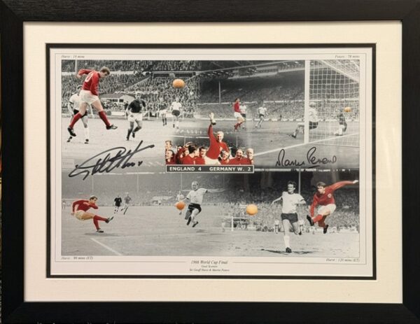 Framed Hand Signed Geoff Hurst & Martin Peters England 1966 World Cup Montage